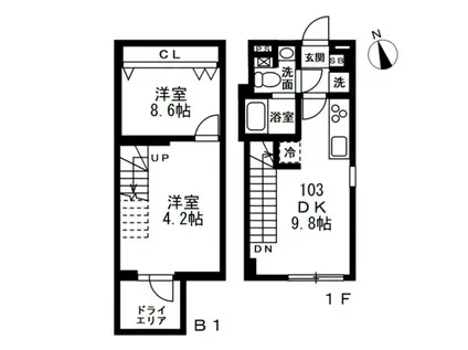 NOZOMIO祐天寺 ノゾミオ祐天寺(2DK/B1階)の間取り写真