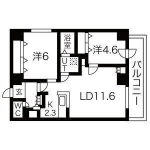 ヴィラ・コンフォート(2LDK/6階)の間取り写真