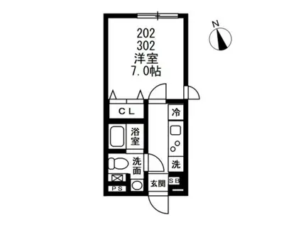 ノゾミオ祐天寺(1K/2階)の間取り写真
