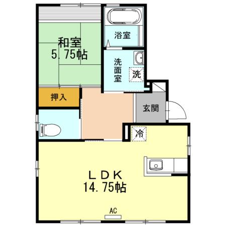ルノアール(1LDK/1階)の間取り写真