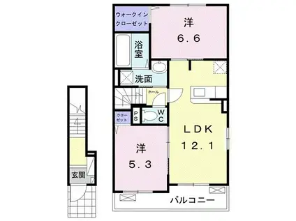 メゾン ド ヴィラージュ B(2LDK/2階)の間取り写真