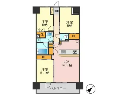プレミスト新小岩ルネ(3LDK/11階)の間取り写真
