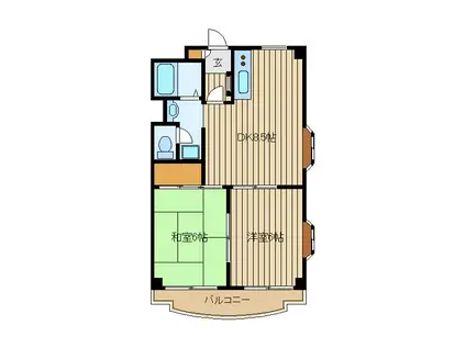 ヴィラパークメイト(2DK/2階)の間取り写真