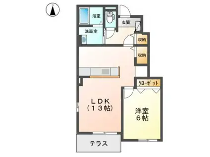 ララ・ヴィコロYOI(1LDK/1階)の間取り写真