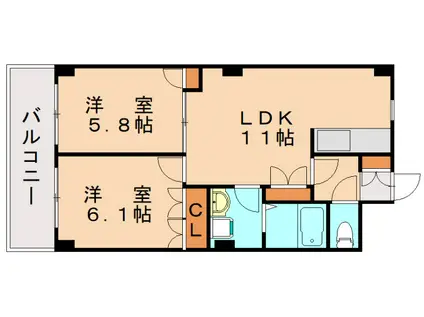 SERENO COURT(2LDK/1階)の間取り写真