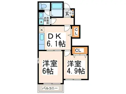 グリーンハイツIKEDA A・B・C(2DK/1階)の間取り写真