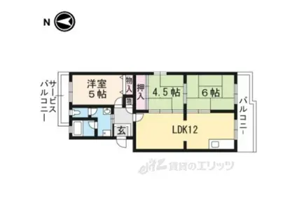 セレッソ甲西B号館(3LDK/4階)の間取り写真