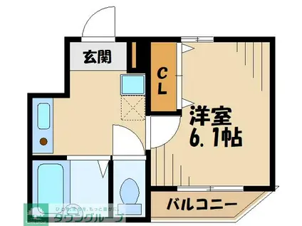 タウンフィールドIIB(1K/3階)の間取り写真