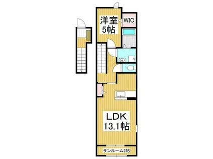 メルベーユKA(1LDK/2階)の間取り写真