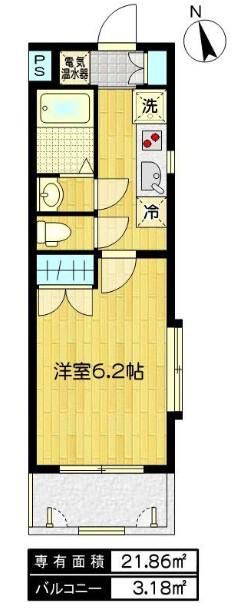 イーストープ美好町(1K/2階)の間取り写真