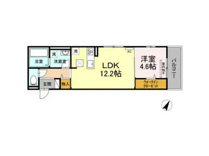 ハピネス(1LDK/1階)の間取り写真