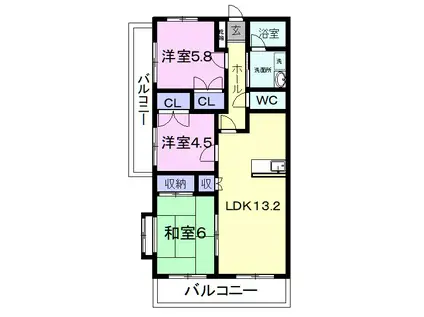 キャッスルベリー(3LDK/2階)の間取り写真