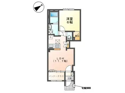 ラクードシャA(1LDK/1階)の間取り写真