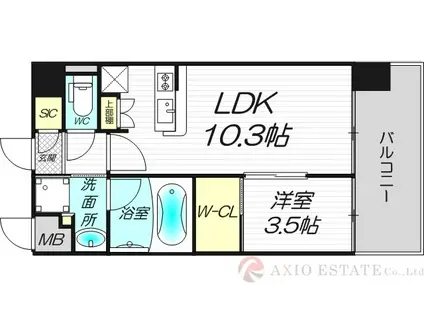 コンフォリア新大阪宮原Q(1LDK/11階)の間取り写真