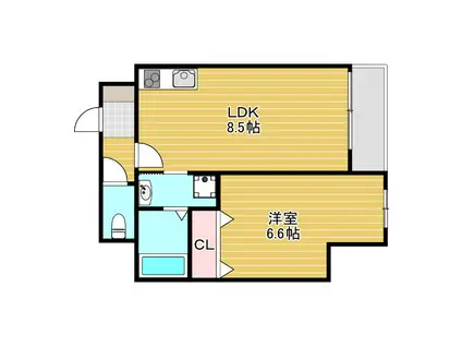プレアデス千里山田(1LDK/3階)の間取り写真