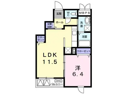 グゥテェ ライゼ B(1LDK/3階)の間取り写真