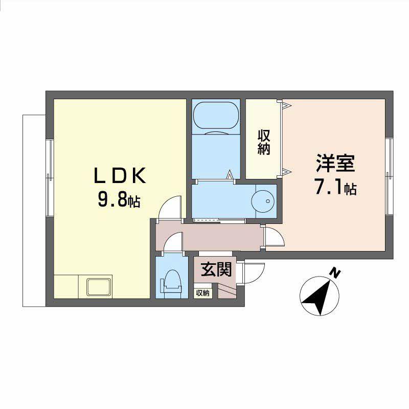 南海本線 松ノ浜駅 徒歩6分 2階建 築22年(1LDK/2階)の間取り写真