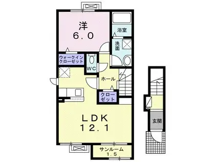 カレントレジデンス三和 II(1LDK/2階)の間取り写真