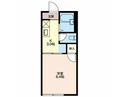 タウン広小路B棟(1K/1階)の間取り写真