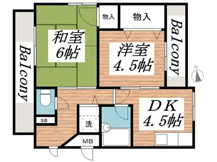 ベルトピア西明石7(2DK/6階)の間取り写真