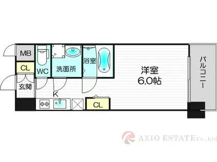 M-RESIDENCE新大阪GARDEN(1K/9階)の間取り写真