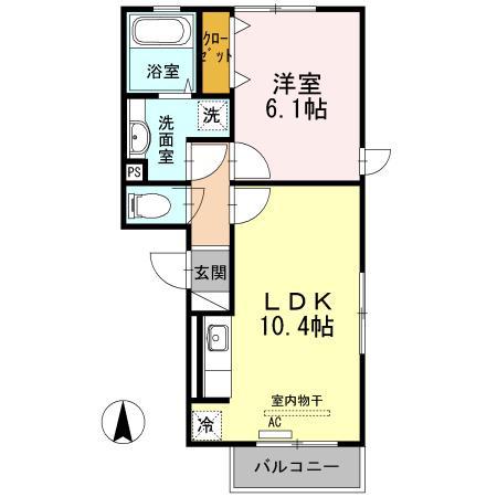RE・EARTHの杜もり(1LDK/2階)の間取り写真