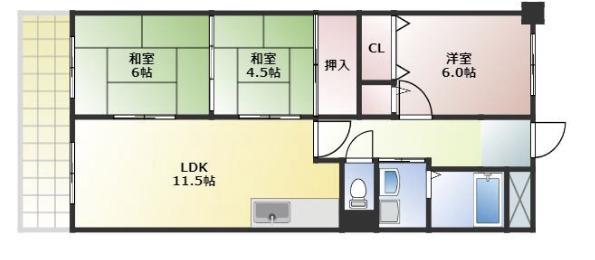 グレイシス(3LDK/6階)の間取り写真