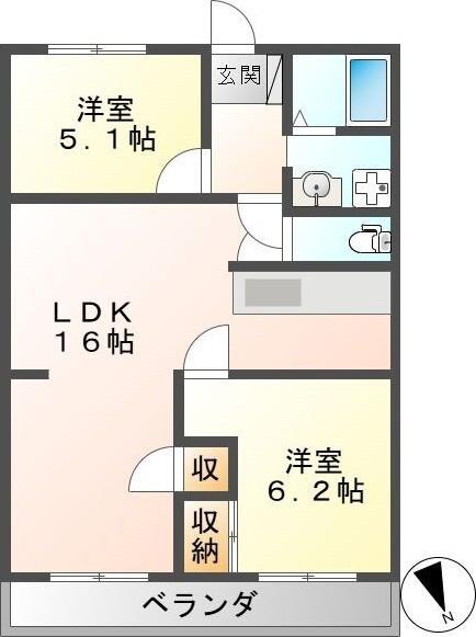 SUN HEIGHTS(2LDK/4階)の間取り写真