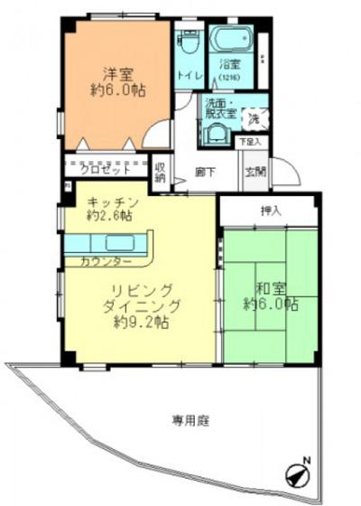 サンブライト(2LDK/1階)の間取り写真