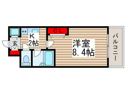 ミ ヴィーダ(1K/2階)の間取り写真