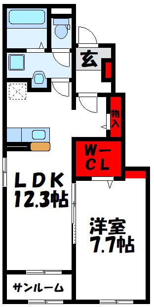 グランディール(1LDK/1階)の間取り写真