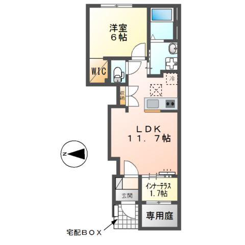 ベラ・カーサ(1LDK/1階)の間取り写真