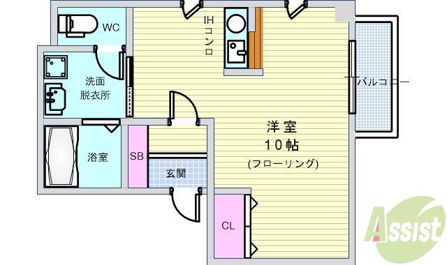 SEPIA新豊中(ワンルーム/9階)の間取り写真