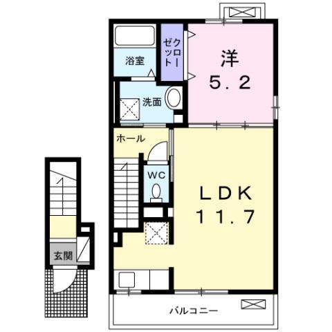 メゾン・ド・K(1LDK/2階)の間取り写真