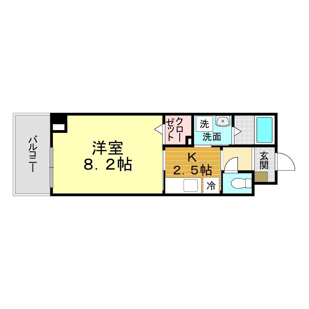 ローズガーデン(1K/7階)の間取り写真