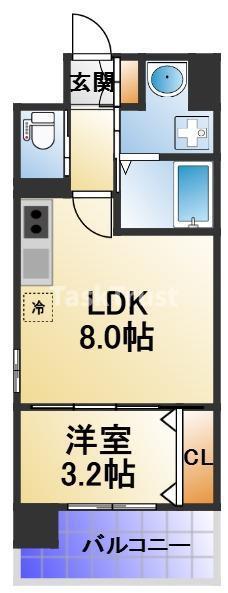 ビガーポリス486与力町公園II(1LDK/10階)の間取り写真