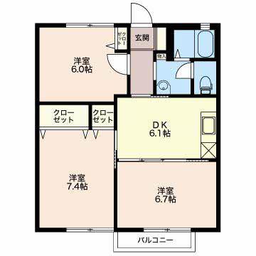 ダイヤディアス(3DK/2階)の間取り写真