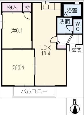 セントフォーレス C(2LDK/1階)の間取り写真