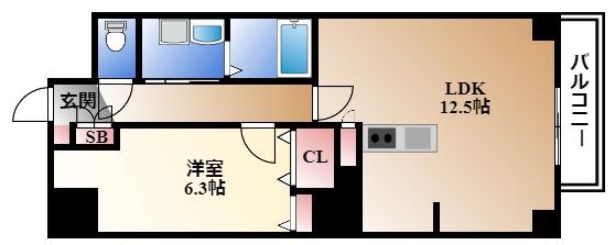 P-SQUARE SHUMOKU(1LDK/8階)の間取り写真