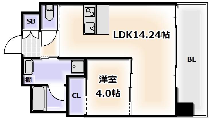 プレジオ大正(1LDK/2階)の間取り写真