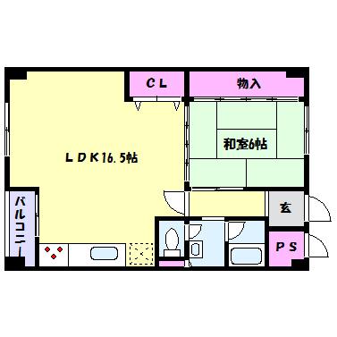 住吉台1号棟(1LDK/7階)の間取り写真