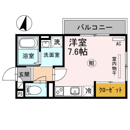 ルミエール千守(ワンルーム/3階)の間取り写真
