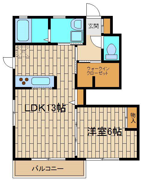 グローリエA棟(1LDK/1階)の間取り写真