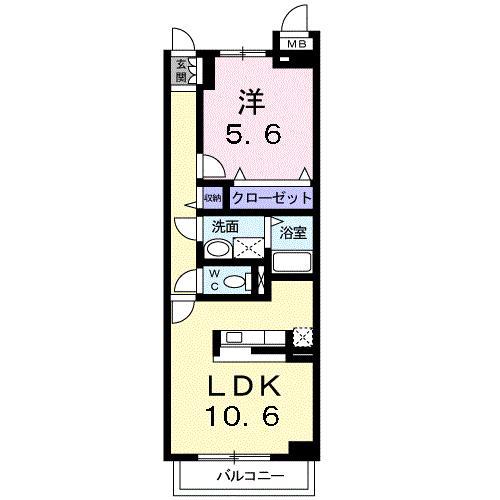 ブリアーレ・ヤマト(1LDK/2階)の間取り写真