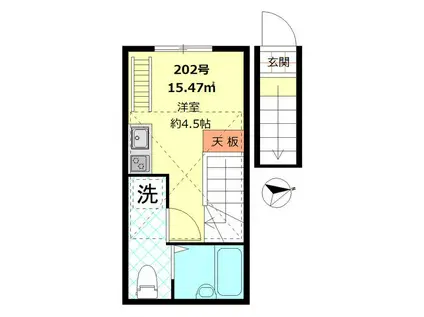 グラシア蒲田(ワンルーム/2階)の間取り写真