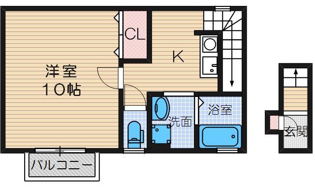 ヴィヴァン(1K/2階)の間取り写真