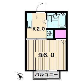 シティハイムケネス(1K/2階)の間取り写真