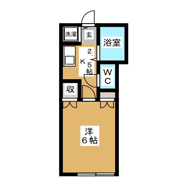 バニヤンツリー西中町(1K/2階)の間取り写真