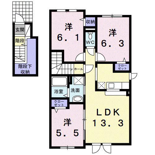 プリムローズ(3LDK/2階)の間取り写真