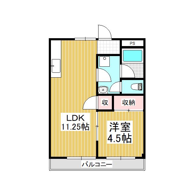 宮の前ハイツむらせ(1LDK/1階)の間取り写真
